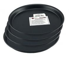 Turk Pizzablech/Pizzaform/Pizza-Backblech, Rund, unbeschichtet, für Steinofen Geeignet, hitzefest bis 400°, Gastronomie Geeignet, aus Blaublech geschmiedet von Turk, 4er Set (Durchmesser: 24cm)
