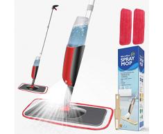 Winpok Wischer Mit sprühfunktion, Sprühwischer Für Schnelle Reinigung,Spray Mop Mit Sprühdüse,Bodenwischer Sprühfunktion Mit Wassertank Und 2-Mikrofaserbezug (Rot)