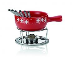 Kela 61303 Käsefondue-Set, Motiv Schweizer Flagge, 10-teilig, Feuerfeste Keramik, 2 L, Bern