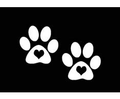 Celycasy 2 x Pfotenabdruck-Aufkleber, Vinyl-Aufkleber, Hunde- und Katzenpfotenabdrücke, Auto-Becher, Laptop, Fenster, iPad