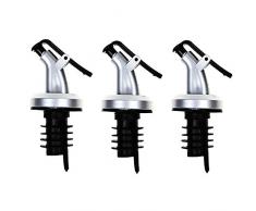 3 Stück Ausgüsse, Olivenöl Essig Spender Flasche Alkohol Wein Ausgießer Flip Top Stopper Auslaufsicher mit Deckel für Küche & Bar