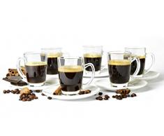 Sendez 12tlg Espressotassen mit Porzellan Teller Espressogläser Espresso Glas Mokkatassen