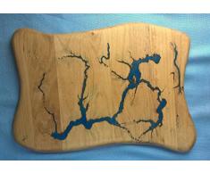 Servierbrett Servierplatte aus Holz, Erlenholz robust massiv leuchtet im Dunkeln