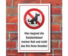Schild Kein Hundeklo Hundekot, Wiese Weide Salatschüssel Kuh 3 mm Alu-Verbund 300 x 200 mm