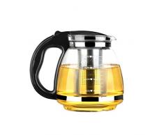 OUNONA Glas-Teekanne Edelstahl Filtergriff hitzebeständig 2000 ml (schwarz) (A-Schwarz)