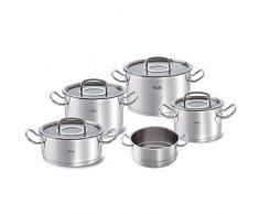 Fissler original-profi collection / Edelstahl-Topfset, 5-teilig, Kochtopf-Set, Töpfe mit Glas-Deckel, Induktion, alle Herdarten (3 Kochtöpfe, 1 Bratentopf, 1 Dämpfeinsatz)