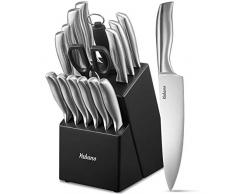 Yabano Messerblock Profi Messer Set 16-TLG Edelstahl Kochmesser mit Holzblock