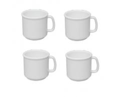 Viva Haushaltswaren - 4 x Kaffeebecher / Trinkbecher 0,3 L Set in WeiÃ, BPA-frei, stapelbare Kunststoff Kaffeetassen aus Polypropylen (groÃe Becher / Tassen für Kaffee, Tee, Wasser) Outdoor & Camping