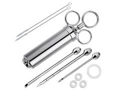 chaoxiner Professionelle 60 ml BBQ Bratenspritze Edelstahl Grill Marinade Fleischgeschmack Injektor Kit Mit 3 Nadeln Küche Kochwerkzeug