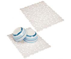 mDesign 2er-Set Spülbeckenmatte zum Zuschneiden – große Matte in Blasen-Optik für die Küche – Spülbeckeneinlage aus PVC für Geschirr und Becken – cremefarben