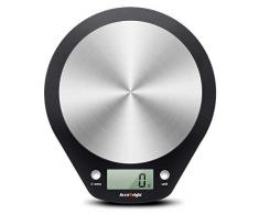ACCUWEIGHT Küchenwaage Digitale Haushaltswaage Digitalwaage elektronische Waage Briefwaage LCD Dislay, mit großer Edelstahl Wiegefläche und Tara, Präzise Waage bis zu 1g, max. 5kg, Inkl. Batterien