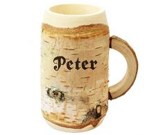 Holz Bierkrug mit Gravur - personalisiert mit Name - ca 0,5L - individuelles Geschenk, Holzkrug Unikat - Geschenkidee für Bierfreunde, Sammlerstück, bayerische Souvenirs, deutsche Geschenke