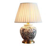 Keramik Tischlampe, Schatten Tuch Soft Light Transmission Nicht Glare leicht zu reinigen Alle Kupferbasis Rostschutz Geeignet for Wohnzimmer Hotel Lobby Beleuchtung New chinesischen Stil