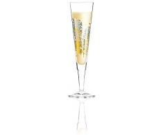 RITZENHOFF Champus Champagnerglas von Rachael Taylor, aus Kristallglas, 200 ml, mit edlen Gold- und Platinanteilen, inkl. Stoffserviette