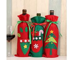 CZSM Packung von 9 Weihnachtswein-Flaschen-Hüllen Schnür-Geschenk-Beutel für Partei-Tischdekorationen, 13.5x33cm