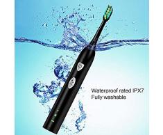 QJHP Elektrische Schallzahnbürste Kabelloses Induktives Laden Intelligenter Timer Wasserdicht IPX7 Geräuscharm Für Erwachsene Männer Frauen,Black