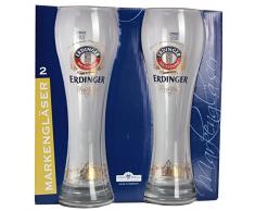 2er Set Erdinger Weißbier Weizenbierglas 0,5L mit Stadt Dekor