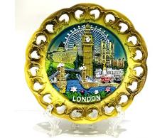 Plates Deko-Teller, 10 cm, verschnörkelt, Design mit Londoner Skyline und Ausstechungen im Tellerrand, Souvenir
