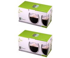 Feelino 4X 400ml doppelwandige Thermo-Teegläser/Kaffeegläser/Teegläser/Vorspeisegläser/Marmeladengläser/Gläserset Rondini extra groß mit Schwebeeffekt