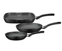 GSW 209359 Pfannen-Set Gourmet Granit 3-teilig, Aluminium, Kunststoff, schwarz