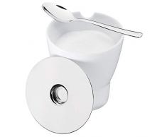 WMF Barista Zuckerdose mit Löffel, 130g, Porzellan, Cromargan Edelstahl poliert, Löffel- & Schüttöffnung, für Streu- und Würfelzucker