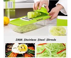 Kainnt Mandoline Slicer/Pflanzliche Slicer/Gemüsehobel 5 in 1 Profi-Mandoline Reibe - Schneiden oder Zerteilen Gemüse Obst schnell und gleichmäßig Best Gemüseschneider Slicer mit 5 verschiedenen Qualitäts-Edelstahl-Klingen,
