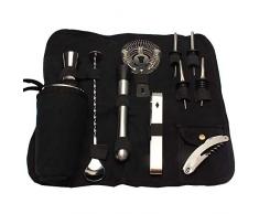 BETTERLE 12-teiliges Barkeeper Cocktail Set, tragbar Edelstahl Cocktail Kit Barzubehör, Cocktail Shaker Set mit schwarzer Aufbewahrungstasche (750ml)
