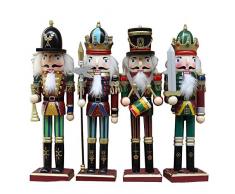 Esplic 4 STÜCK Hölzern Soldaten Nussknacker Weihnachten Verzierungen Klassische Handmalerei Puppe große Dekoration für Office Home Shopping Mall, 30cm