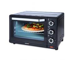 Korona 57156 Multifunktions-Toastofen, Schwarz/Edelstahl,24 Liter, Kleiner Pizzaofen, Kompakt Backofen, Mini Grillofen, Grillrost, Backrost, Backblech Emaillie,Pizzastein, 1500, 24 liters