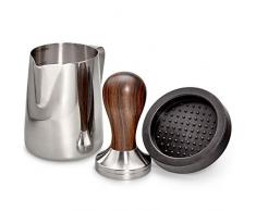 ROASTEIN – Kaffee Tamper 51mm Set – Premium Espresso Tamper – 330ml Milchkännchen & Tampermatte – (Mit Qualitativ Erlesenem Sandelholz)