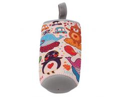 JOOFFF Wasserflasche Sleeve Neopren Flaschenträger Nylon Flaschenhülle für 550ml Glas Wasserflasche, Cartoon