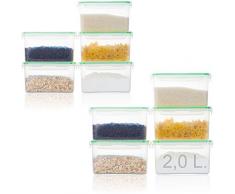 Hausfelder Vorratsdosen Frischhaltedosen Vorratsbehälter - 10er Set | Luftdicht, Wasserdicht und BPA-Frei | Dosen Behälter zur Aufbewahrung von Mehl, Zucker, Nudeln (10 x 2,0 Liter)