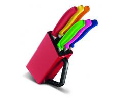 Victorinox Küchenmesser Swiss Classic Messerblock rot mit Steakmessern 6-teilig assortiert Länge: 11 cm, 6.7126.6