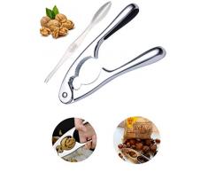 AECHOO VOKARA Nussknacker Walnussknacker Haselnussknacker mit Spieß, Stabil und Knackt Nüsse ohne Mühe, Zinkdruckguss (Silber-1)