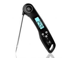 DOQAUS Grillthermometer Fleischthermometer Küchenthermometer Digital Thermometer mit 3s Sofortiges Auslesen, Faltbar Lange Sonde und LCD Bildschirm, Auto ON/Off für Küche, Grill, BBQ, Baby-Ernährung