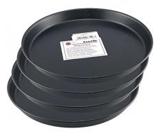 Pizzablech / Pizzaform / Pizza-Backblech, rund, unbeschichtet, für Steinofen geeignet, hitzefest bis 400°, Gastronomie geeignet, aus Blaublech geschmiedet von Turk, 4er Set (Durchmesser: 26cm)