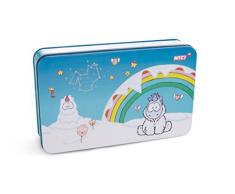Nici 42460 Theodor and Friends Einhorn Snow Coldson Keksdose, blau/Violette, 7 cm