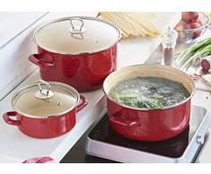 axentia Bratentopf Vulkan, 20 cm Durchmesser, 3,15 Liter, emailliert, Rot