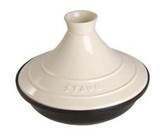 Staub 40509-394-0 Tajine, mit Sockel aus Gusseisen, Deckel aus Keramik, 20 cm, aus Gusseisen, schwarz/creme