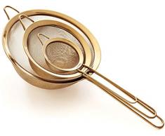 Hochwertig Küchensieb Feinmaschig Set, 8.5/14/20cm - Premium 304 Edelstahl - Gold Farbe Siebe, Sieb Set für die Küche von Proto Future