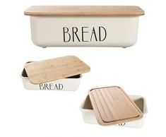 NOX | Brotkasten Holz | Brotbox | Brotkiste | Brot Aufbewahrungsbox | Brotkorb | Brotbehälter | Brotkiste | Brotaufbewharung | Hochwertig verarbeitetes Holz | Bambus | Cremeweiß | 40 x 13 x 24 cm