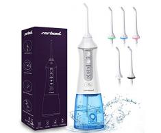 Munddusche Kabellos, Zerhunt Zahnreiniger IPX7 Wasserdichte Elektrische Oral Irrigator Tragbar mit 300ML, aufladbar 3 Druckstufen Wasser Flosser mit 5 Aufsteckdüsen für Kinder Erwachsener (Blau)