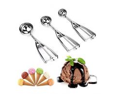 Eisportionierer aus Edelstahl, mit Auslöser, 4 cm + 5 cm + 6 cm, 3 Stück