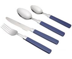 24-tlg. Besteck MIRA, Farbe: blau aus Edelstahl 18/0, trowalisiert. Im runden Besteckkorb, in transparenter Runddose