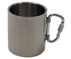 Fox Outdoor Tasse, Edelstahl, Karabiner, doppelwandig, 300 ml, Griff klappbar