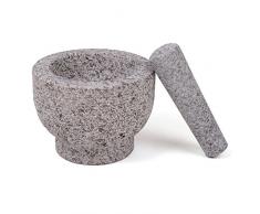 designfun Set FÜR DIE KÜCHE: MÖRSER MIT STÖßEL Granit MASSIV - SCHWERE QUALITÄT - 3,8 KG