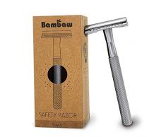 Metall Rasierer Plastikfrei Silber| Rasierhobel Zero Waste | Eco Rasierer Herren und Damen | Shaving Razor | Einklingen Rasierer Umweltfreundlich | Hobel Rasierer Nass | Safety Razor | Bambaw