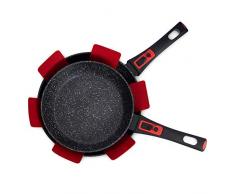 Pfannenset 24 cm und 28 cm, abnehmbarer Griff, induktionsgeeignet, Antihaftbeschichtung, Aluminium-Induktions-Antihaft-Bratpfanne hoch + Pfannensparer schwarz