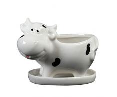 Cabilock Delikat 1pc Niedlicher Blumentopf Simulierte Milchkuh Keramikbecken Sukkulente Topf Topfzubehör für Heimschmuck Landschaftszubehör (Weiß mit Tablett)