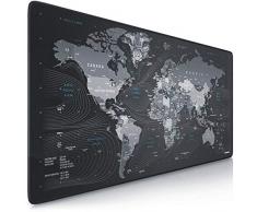 CSL-Computer Titanwolf XXL Speed Gaming Mauspad - 900 x 400mm - XXL Mousepad - Tischunterlage Large Size - verbessert Präzision und Geschwindigkeit - rutschfest - Design Weltkarte Wolfskopf